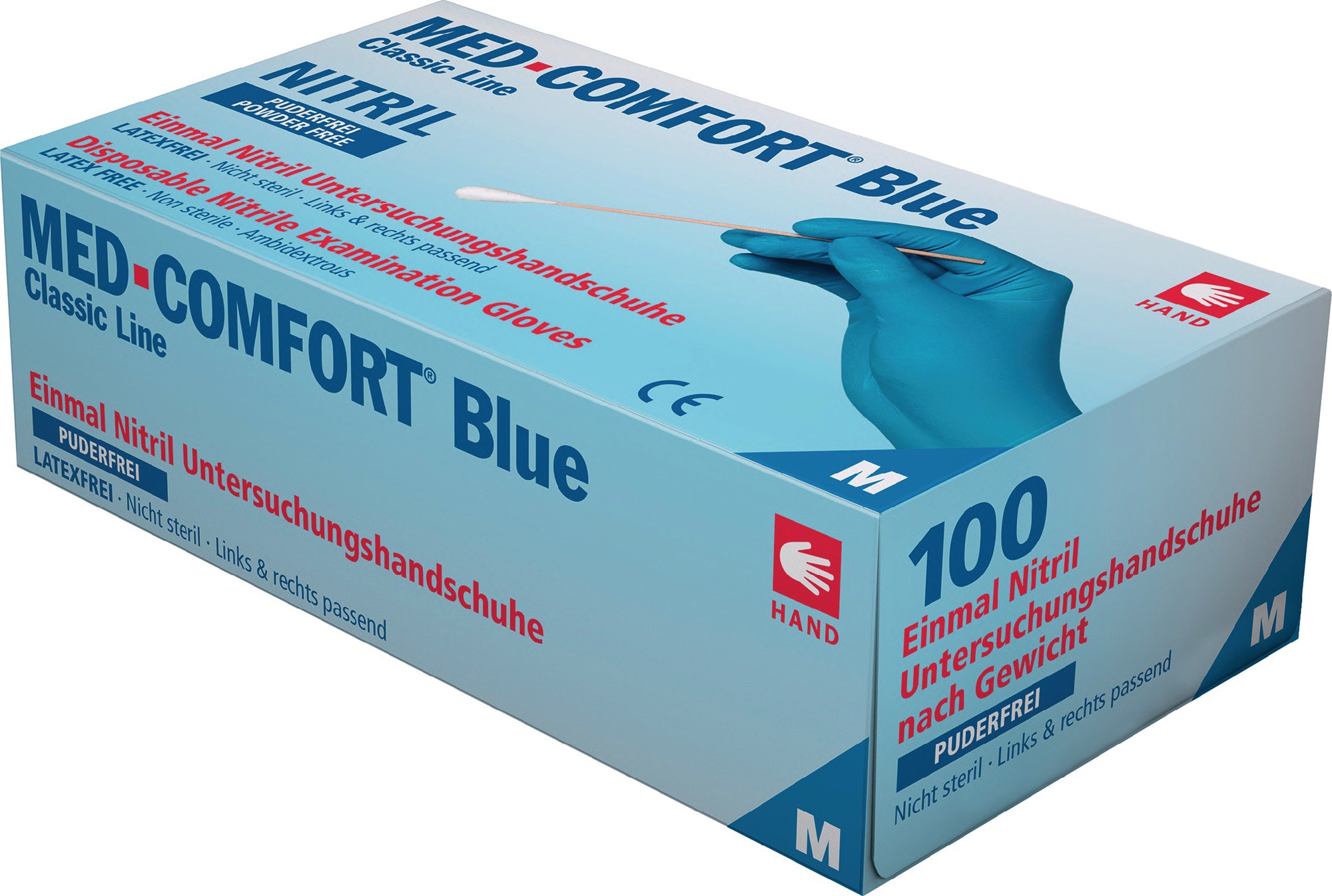 Med Comfort Blue Einweg-Latex-Untersuchungshandschuhe Blau puderfrei EN 420/455