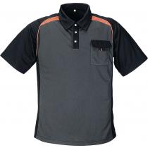 Herrenpoloshirt Gr.L dunkelgrau/schwarz/orange 100%PES
