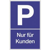 Parkplatzbeschilderung Parken f.Kunden L250xB400mm Ku.blau/weiß