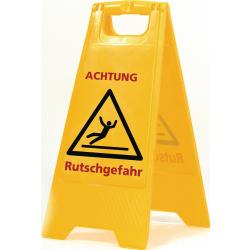 Warnschild Achtung Rutschgefahr Schriftzug B 300xH 570mm signalgelb/schwarz/rot.  . 