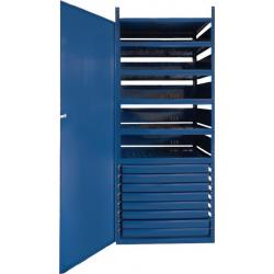 Schrank m.Tür LOGS 145 H1550xB540xT390mm 8 Schubl.5 Fbd.blau RAL LOGS