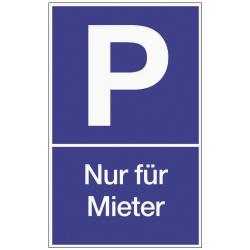 Parkplatzbeschilderung Parken f.Mieter L250xB400mm Ku.blau/weiß. 