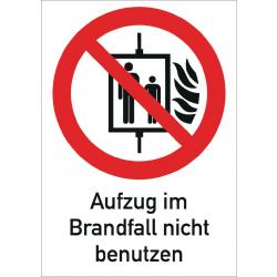 Folie Aufzug i.Brandfall nicht benutzen 185x131mm rot/weiß.  . 