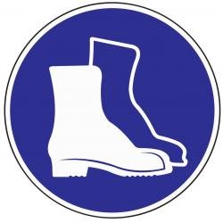 Gebotszeichen Fußschutz benutzen D.200mm Kunststoffschild blau/weiß. Gebotszeichen Fußschutz benutzen D.200mm Kunststoffschild blau/weiß . 
