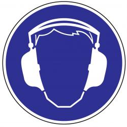 Gebotszeichen Gehörschutz benutzen D.200mm Kunststoffschild blau/weiß. Gebotszeichen Gehörschutz benutzen D.200mm Kunststoffschild blau/weiß