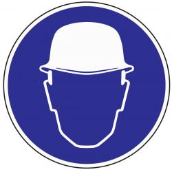 Gebotszeichen Kopfschutz benutzen D.200mm Folie selbstklebend blau/weiß. Gebotszeichen Kopfschutz benutzen D.200mm Folie selbstklebend blau/weiß