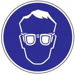 Gebotszeichen Augenschutz benutzen D.200mm Kunststoffschild blau/weiß. 