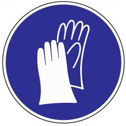 Schild Handschutz benutzen D.200mm Kunststoff blau/weiß. 