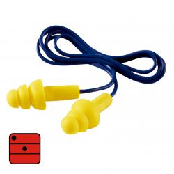 3M™ E-A-R™ Ultrafit™.  预成型的听力保护耳塞配有线绳和独特的 3 层伞状镂空专利设计 