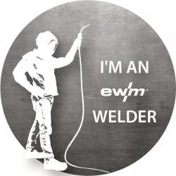 Aufkleber I'M AN EWM WELDER.  Schriftzug: I'M AN EWM WELDER 