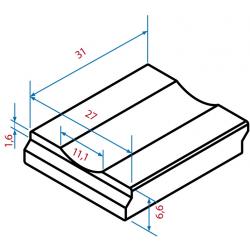 BS 11,1.  Ceramic weld pool backing with half-round groove 