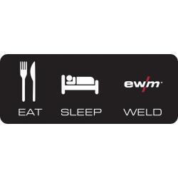 Aufkleber EAT SLEEP WELD.  Schriftzug: EAT SLEEP WELD & Logo 
